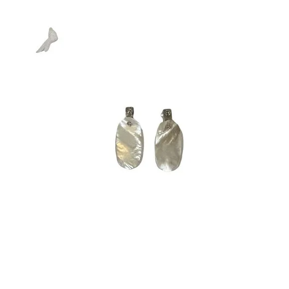 KENDRA Scott Ivory Silver Oval Drop Mother of Pearl Statement Earrings - Picture 8 of 10